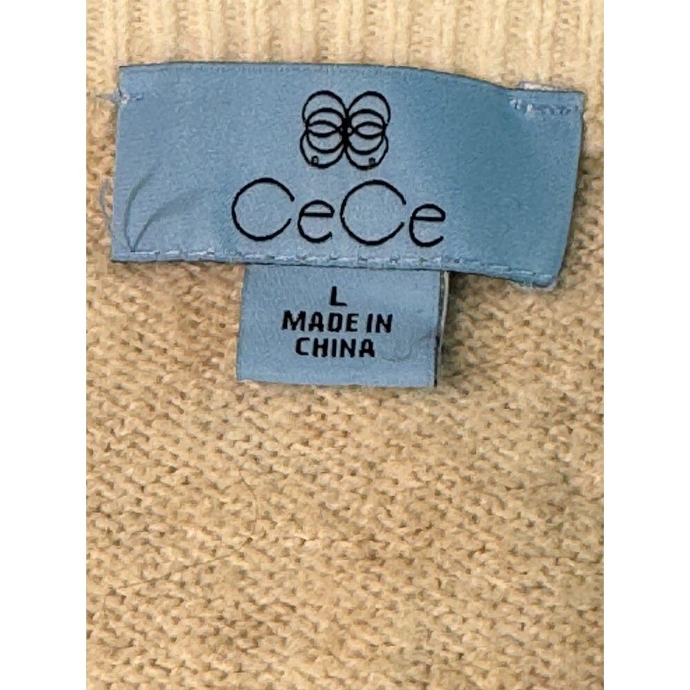“SKI” CeCe Cozy Long Sleeve Sweater! Cream/gray L - Picture 7 of 8